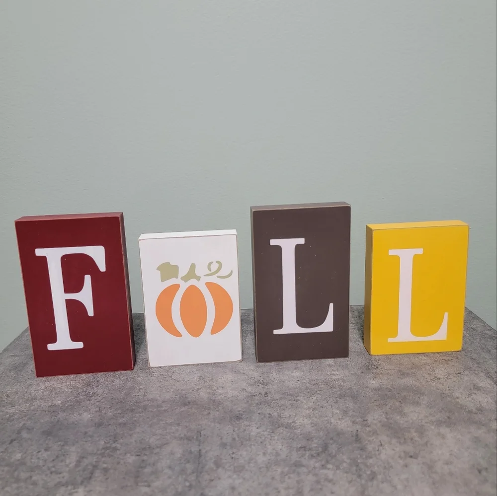Set of 4 Free Standing Fall Signs Rustic‎ Table Decor Thanksgiving